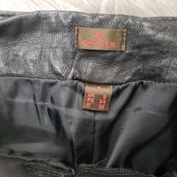 Vintage Danier Genuine Leather Jeans Black Sz 2 - Picture 8 of 8